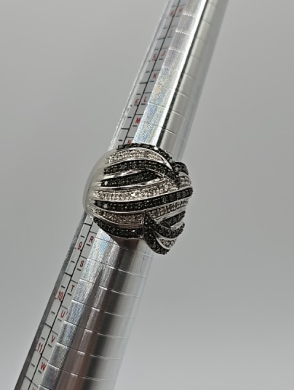 Sterling Silver Black & Silver Pave Dome Ring